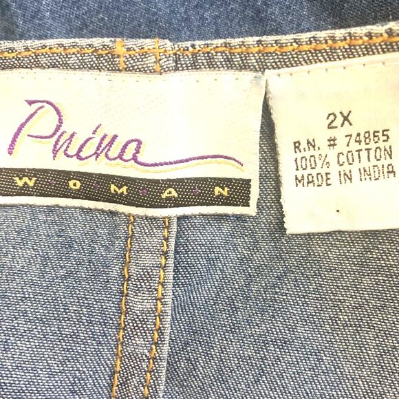 PNINA Denim Y2K Artsy Boho  Maxi Dress 2X Blue Pullover Jumper Sleeveless Womens - Picture 3 of 8